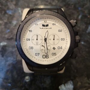 Vestal Men's Black Stainless Chronograph Watch with White Dial